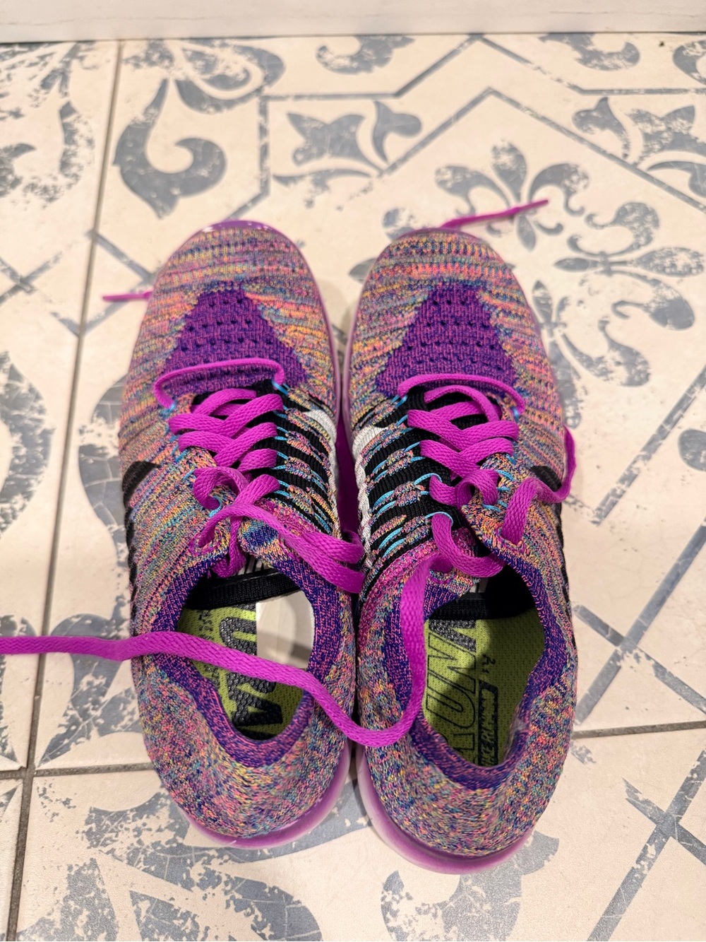 Nike Multicolor Knit Running Shoes with Purple and Pink Accents